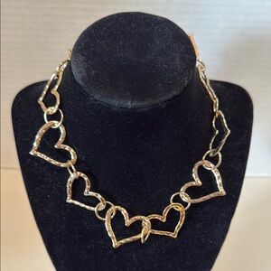 Paparazzi Gold Heart Link Necklace with earrings